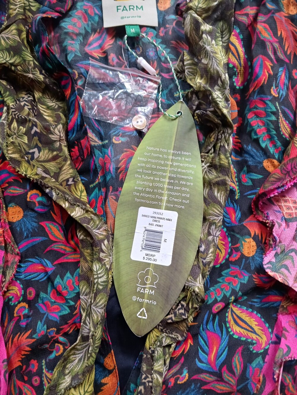 NWT Farm Riomixed Mini Prints Midi Dress Size M - Picture 7 of 12